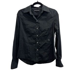 Peuterey long sleeve button down womens solid black blouse Size: 44